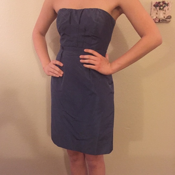 J Crew Strapless Bridesmaid Dress Navy - Picture 3 of 6